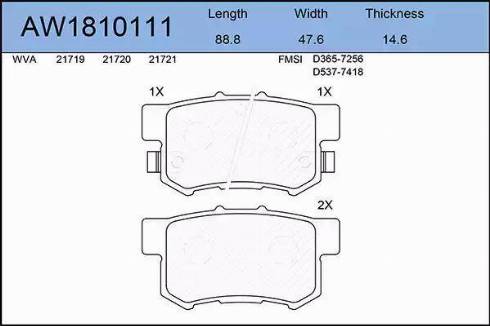 Aywiparts AW1810111 - Kit de plaquettes de frein, frein à disque cwaw.fr