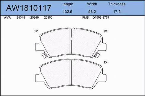 Aywiparts AW1810117 - Kit de plaquettes de frein, frein à disque cwaw.fr