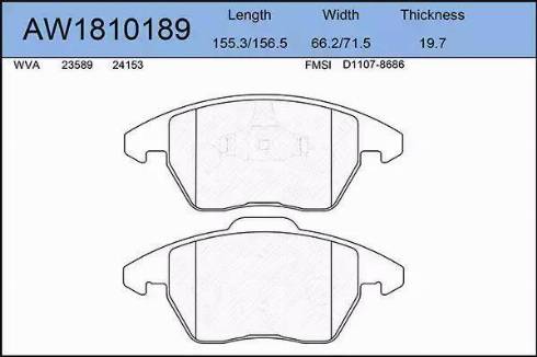 Aywiparts AW1810189 - Kit de plaquettes de frein, frein à disque cwaw.fr