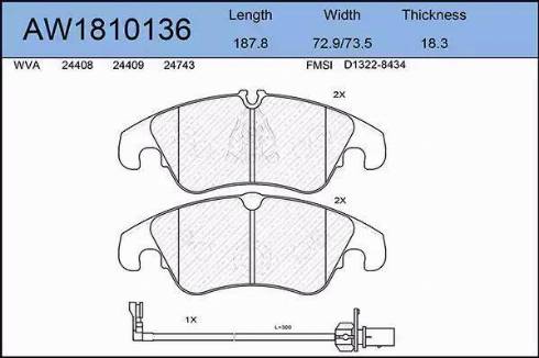 Aywiparts AW1810136 - Kit de plaquettes de frein, frein à disque cwaw.fr