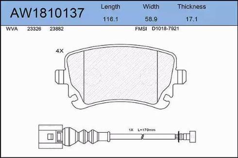 Aywiparts AW1810137 - Kit de plaquettes de frein, frein à disque cwaw.fr