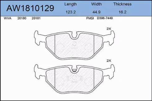 Aywiparts AW1810129 - Kit de plaquettes de frein, frein à disque cwaw.fr