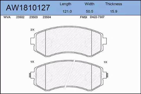 Aywiparts AW1810127 - Kit de plaquettes de frein, frein à disque cwaw.fr