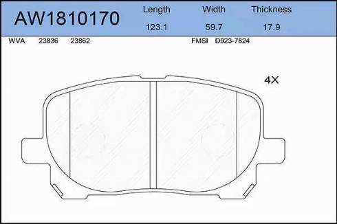 Aywiparts AW1810170 - Kit de plaquettes de frein, frein à disque cwaw.fr