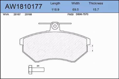 Aywiparts AW1810177 - Kit de plaquettes de frein, frein à disque cwaw.fr