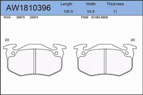 Aywiparts AW1810396 - Kit de plaquettes de frein, frein à disque cwaw.fr