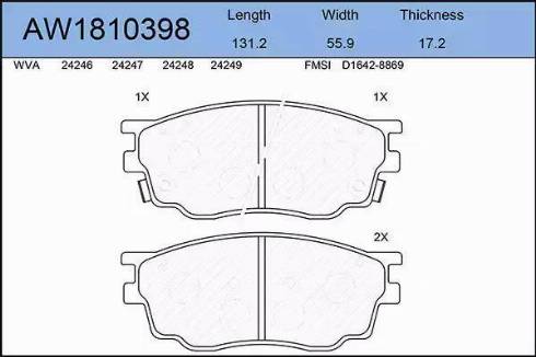 Aywiparts AW1810398 - Kit de plaquettes de frein, frein à disque cwaw.fr