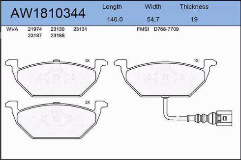 Aywiparts AW1810344 - Kit de plaquettes de frein, frein à disque cwaw.fr