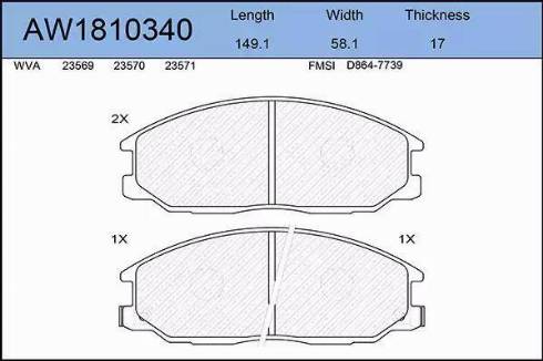 Aywiparts AW1810340 - Kit de plaquettes de frein, frein à disque cwaw.fr