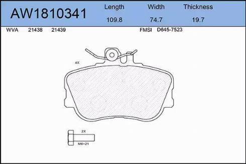 Aywiparts AW1810341 - Kit de plaquettes de frein, frein à disque cwaw.fr