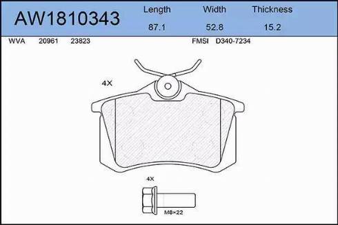 Aywiparts AW1810343 - Kit de plaquettes de frein, frein à disque cwaw.fr