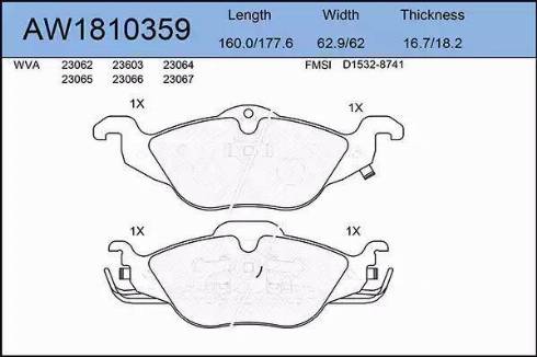 Aywiparts AW1810359 - Kit de plaquettes de frein, frein à disque cwaw.fr