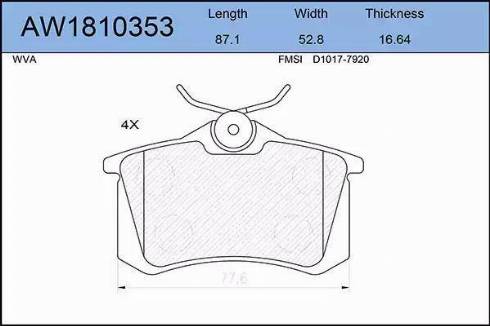 Aywiparts AW1810353 - Kit de plaquettes de frein, frein à disque cwaw.fr