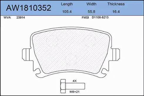 Aywiparts AW1810352 - Kit de plaquettes de frein, frein à disque cwaw.fr