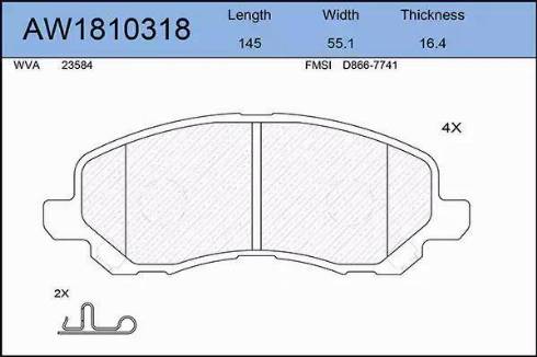 Aywiparts AW1810318 - Kit de plaquettes de frein, frein à disque cwaw.fr