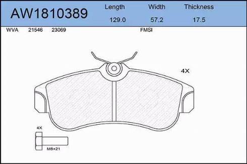 Aywiparts AW1810389 - Kit de plaquettes de frein, frein à disque cwaw.fr