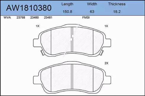 Aywiparts AW1810380 - Kit de plaquettes de frein, frein à disque cwaw.fr