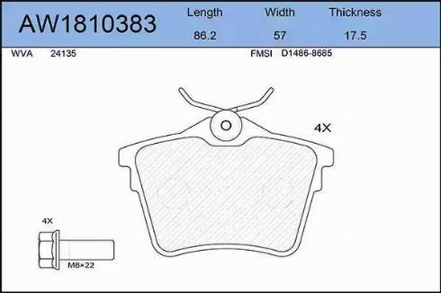 Aywiparts AW1810383 - Kit de plaquettes de frein, frein à disque cwaw.fr