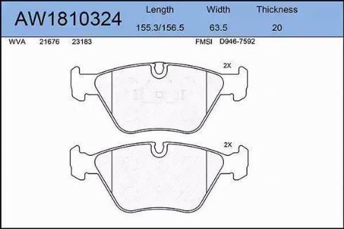 Aywiparts AW1810324 - Kit de plaquettes de frein, frein à disque cwaw.fr