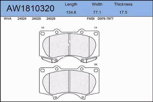 Aywiparts AW1810320 - Kit de plaquettes de frein, frein à disque cwaw.fr