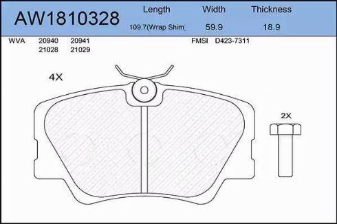 Aywiparts AW1810328 - Kit de plaquettes de frein, frein à disque cwaw.fr