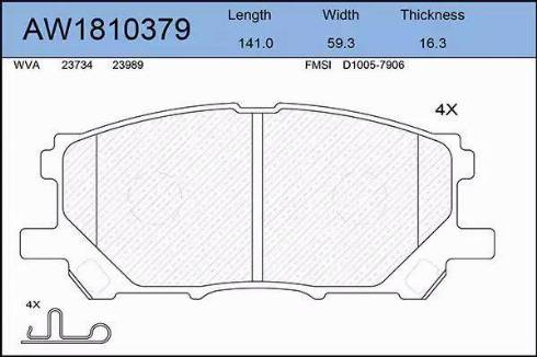 Aywiparts AW1810379 - Kit de plaquettes de frein, frein à disque cwaw.fr