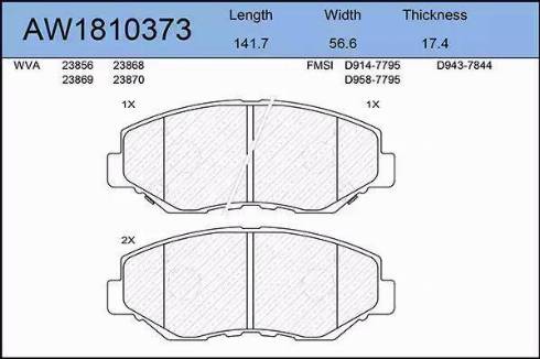 Aywiparts AW1810373 - Kit de plaquettes de frein, frein à disque cwaw.fr