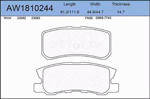 Aywiparts AW1810244 - Kit de plaquettes de frein, frein à disque cwaw.fr