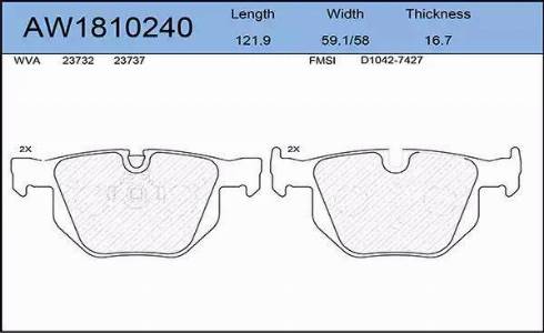 Aywiparts AW1810240 - Kit de plaquettes de frein, frein à disque cwaw.fr