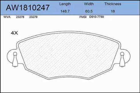 Aywiparts AW1810247 - Kit de plaquettes de frein, frein à disque cwaw.fr