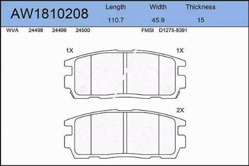 Aywiparts AW1810208 - Kit de plaquettes de frein, frein à disque cwaw.fr