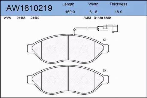 Aywiparts AW1810219 - Kit de plaquettes de frein, frein à disque cwaw.fr