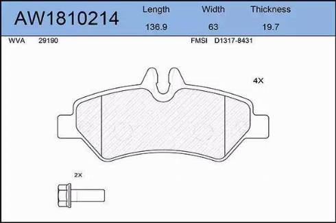 Aywiparts AW1810214 - Kit de plaquettes de frein, frein à disque cwaw.fr