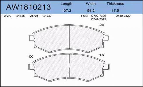 Aywiparts AW1810213 - Kit de plaquettes de frein, frein à disque cwaw.fr