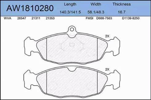 Aywiparts AW1810280 - Kit de plaquettes de frein, frein à disque cwaw.fr