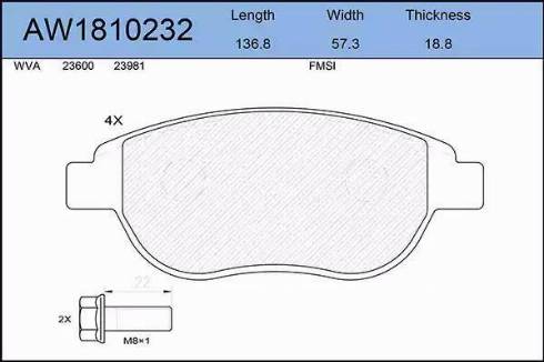 Aywiparts AW1810232 - Kit de plaquettes de frein, frein à disque cwaw.fr