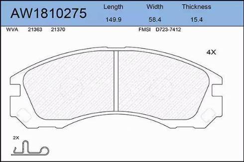 Aywiparts AW1810275 - Kit de plaquettes de frein, frein à disque cwaw.fr