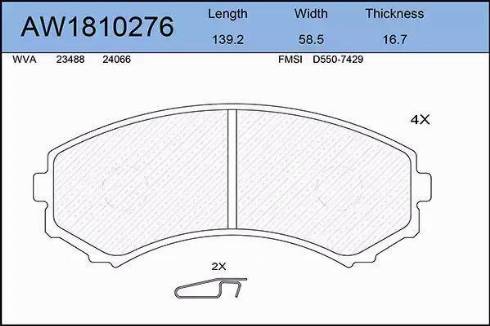 Aywiparts AW1810276 - Kit de plaquettes de frein, frein à disque cwaw.fr