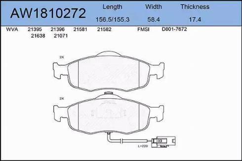 Aywiparts AW1810272 - Kit de plaquettes de frein, frein à disque cwaw.fr