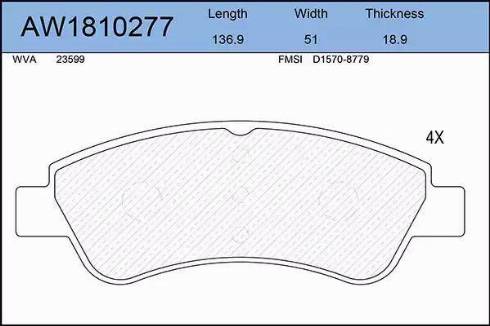 Aywiparts AW1810277 - Kit de plaquettes de frein, frein à disque cwaw.fr