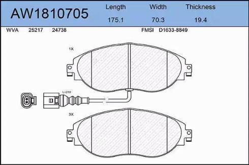 Aywiparts AW1810705 - Kit de plaquettes de frein, frein à disque cwaw.fr