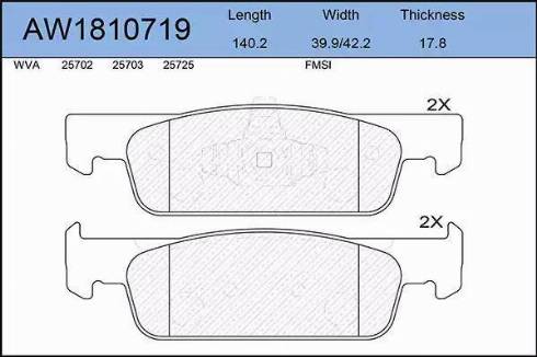 Aywiparts AW1810719 - Kit de plaquettes de frein, frein à disque cwaw.fr