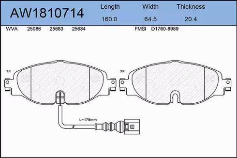 Aywiparts AW1810714 - Kit de plaquettes de frein, frein à disque cwaw.fr