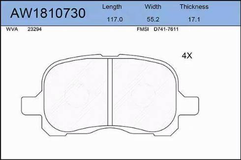 Aywiparts AW1810730 - Kit de plaquettes de frein, frein à disque cwaw.fr