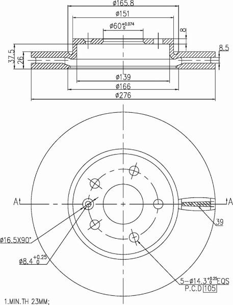 A.Z. Meisterteile AZMT-44-024-1405 - Disque de frein cwaw.fr