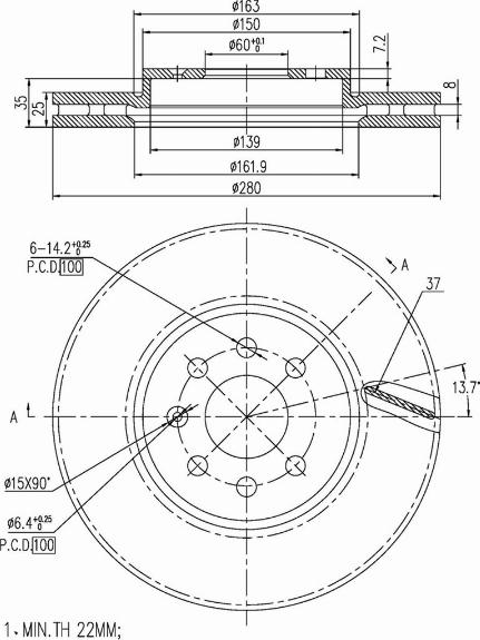 A.Z. Meisterteile AZMT-44-024-1142 - Disque de frein cwaw.fr