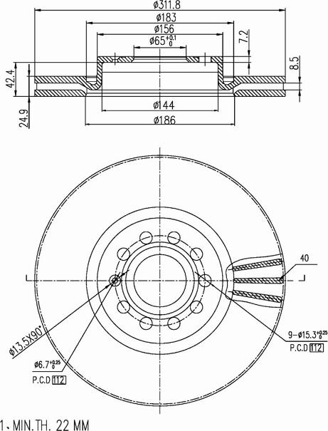 A.Z. Meisterteile AZMT-44-024-1187 - Disque de frein cwaw.fr