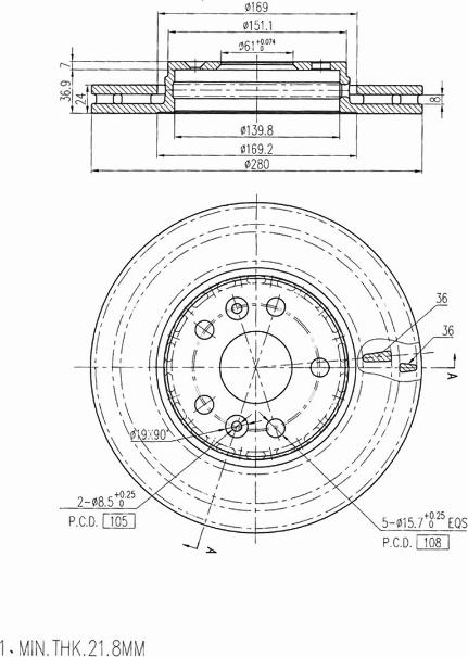 A.Z. Meisterteile AZMT-44-024-1374 - Disque de frein cwaw.fr