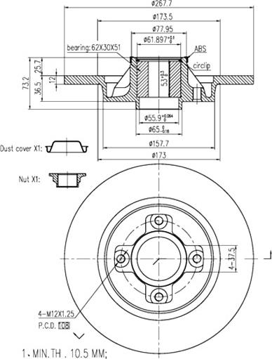 A.Z. Meisterteile AZMT-44-024-1375 - Disque de frein cwaw.fr