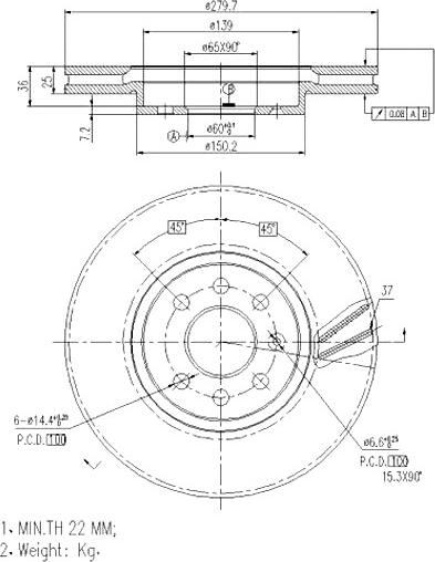 A.Z. Meisterteile AZMT-44-024-1203 - Disque de frein cwaw.fr